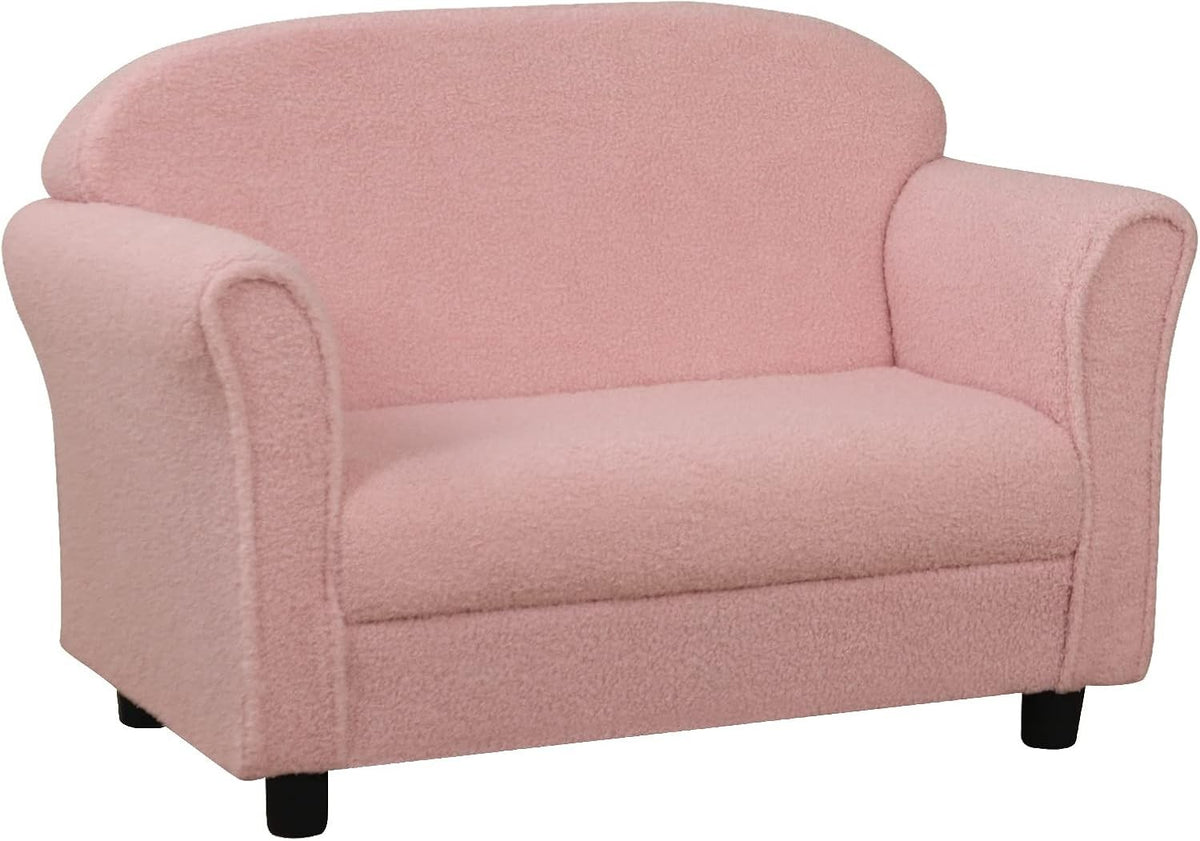 Children Double Seater Sofa Couch Pink Toddler Armchair Sherpa Fabric 0-3Y