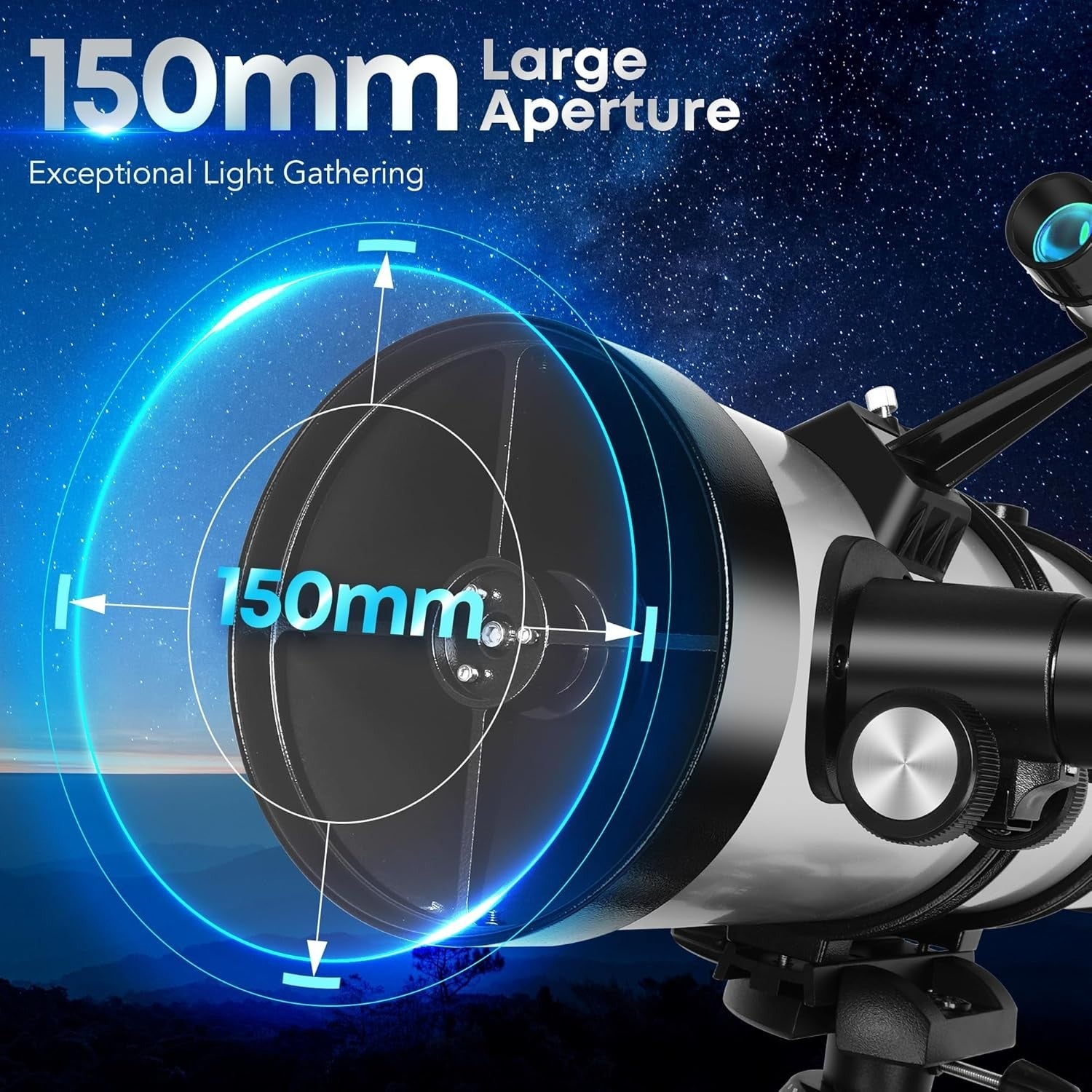 150mm Reflector Telescope for Adults, Equatorial Mount, Tripod, Phone Adapter
