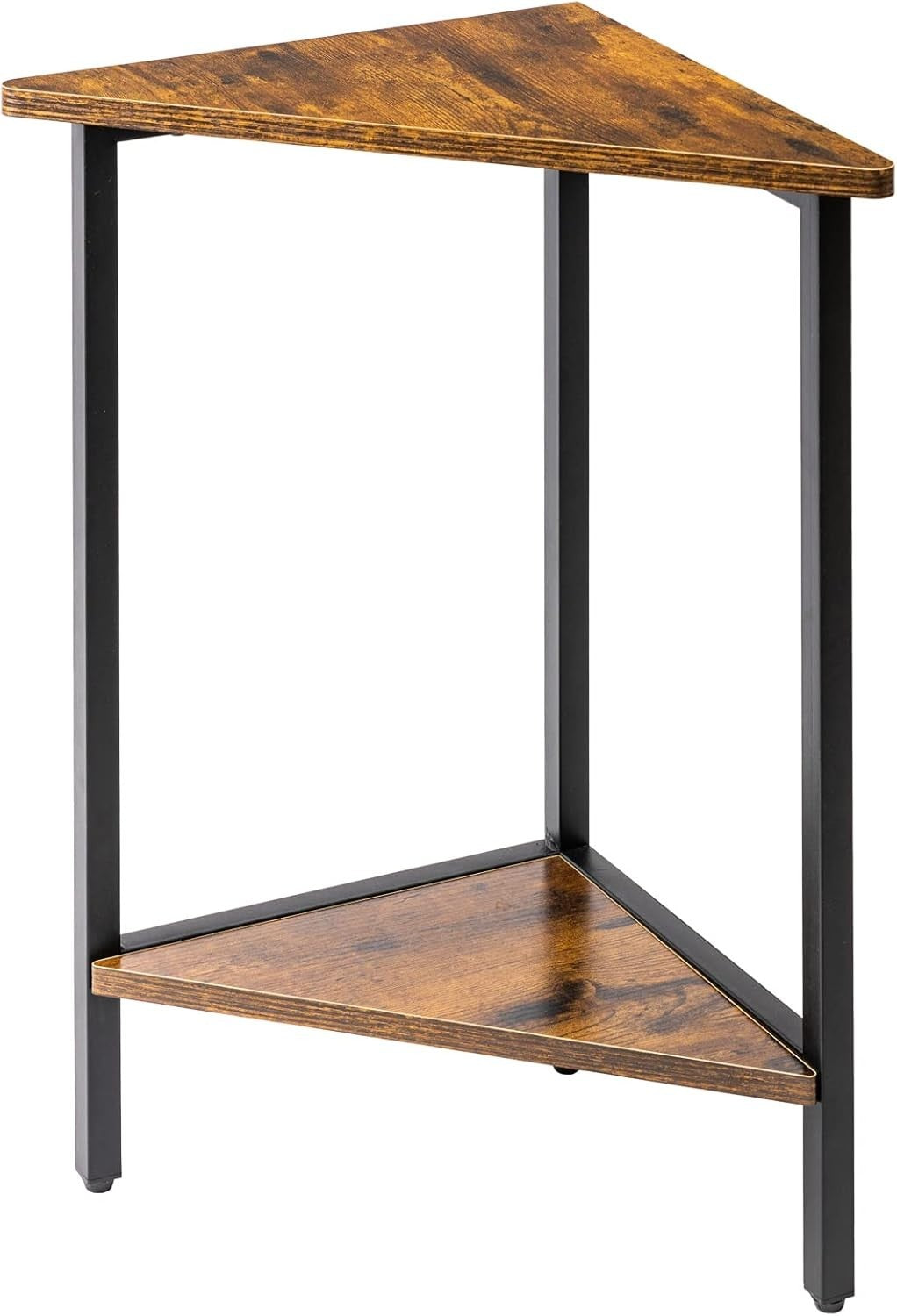 Space-Saving Triangle End Table with Magazine Rack – Durable Corner Nightstand