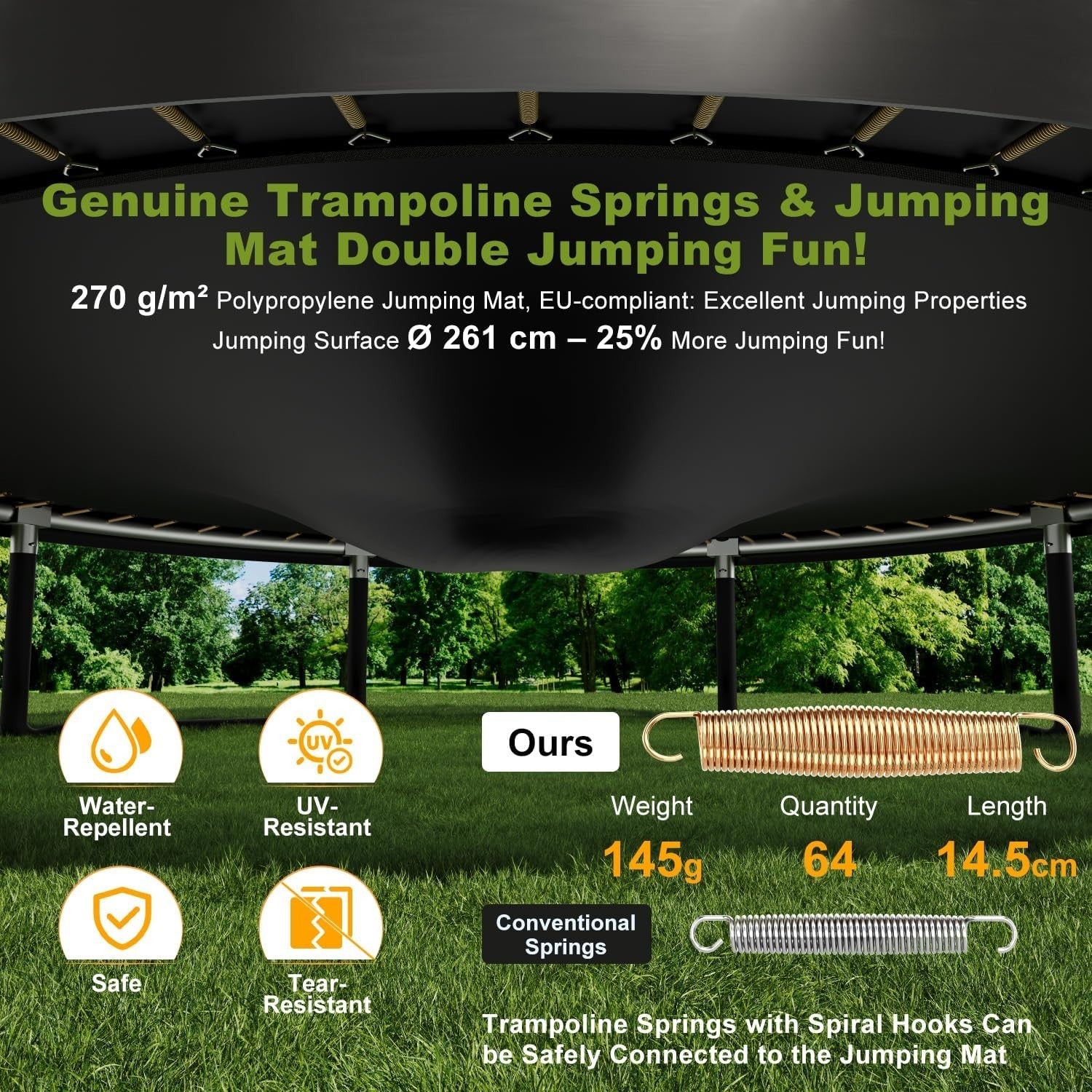 10ft Outdoor Garden Trampoline Safety Net Ladder Heavy Duty