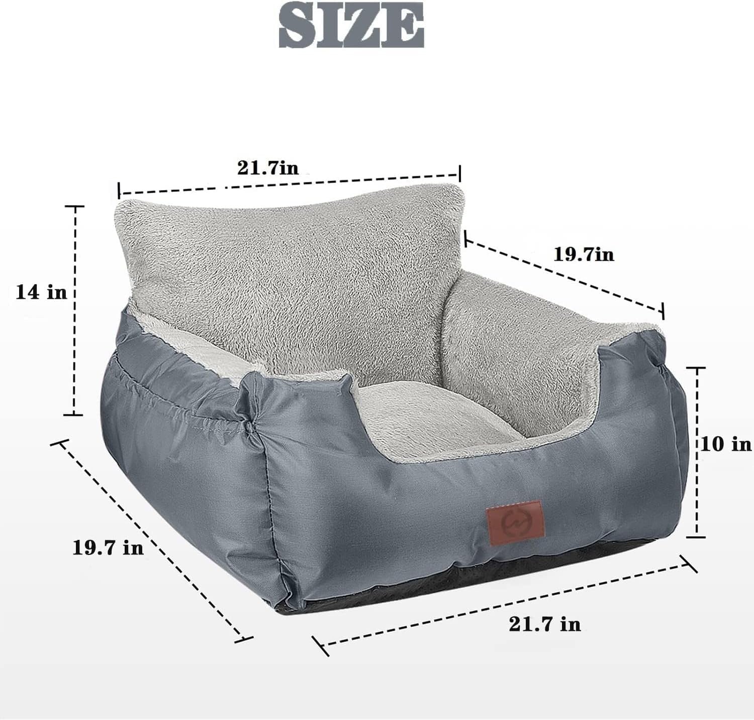 Pet Car Booster Seat Plush Dog Travel Bed Safety Leash Waterproof Grey