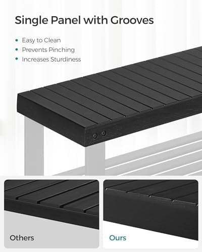 Black Bamboo Shoe Bench with 3-Tier Storage | Entryway & Hallway Seat