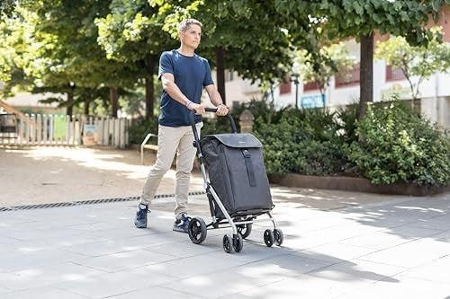 Foldable Grocery Cart 64L Thermal Trolley 4 Wheels Large Capacity Green