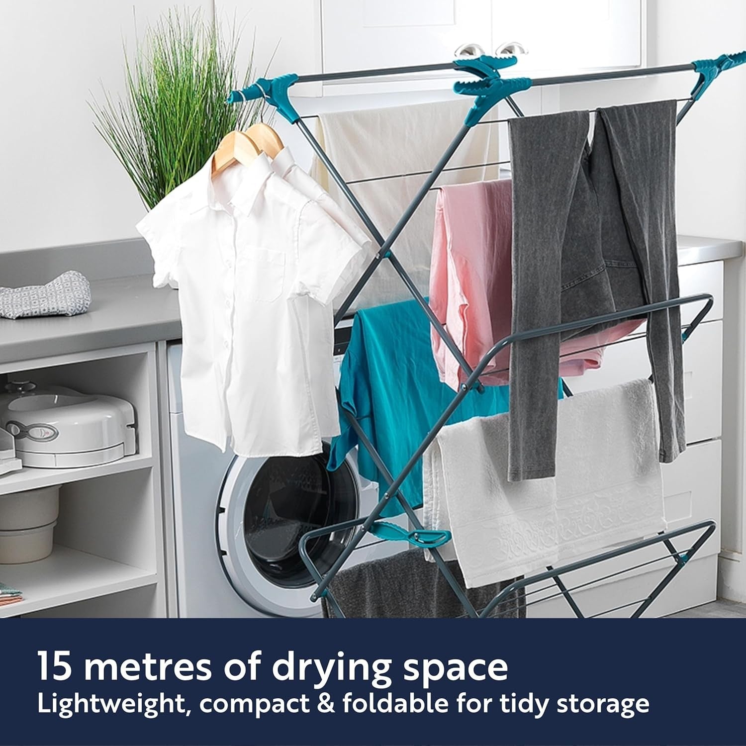 3 Tier Clothes Airer Folding Indoor Laundry Drying Rack with Side Wings
