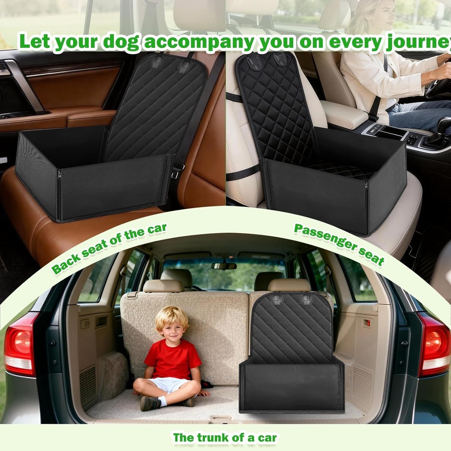 2 in 1 Dog Car Seat Waterproof Booster Travel Bed Safety Basket