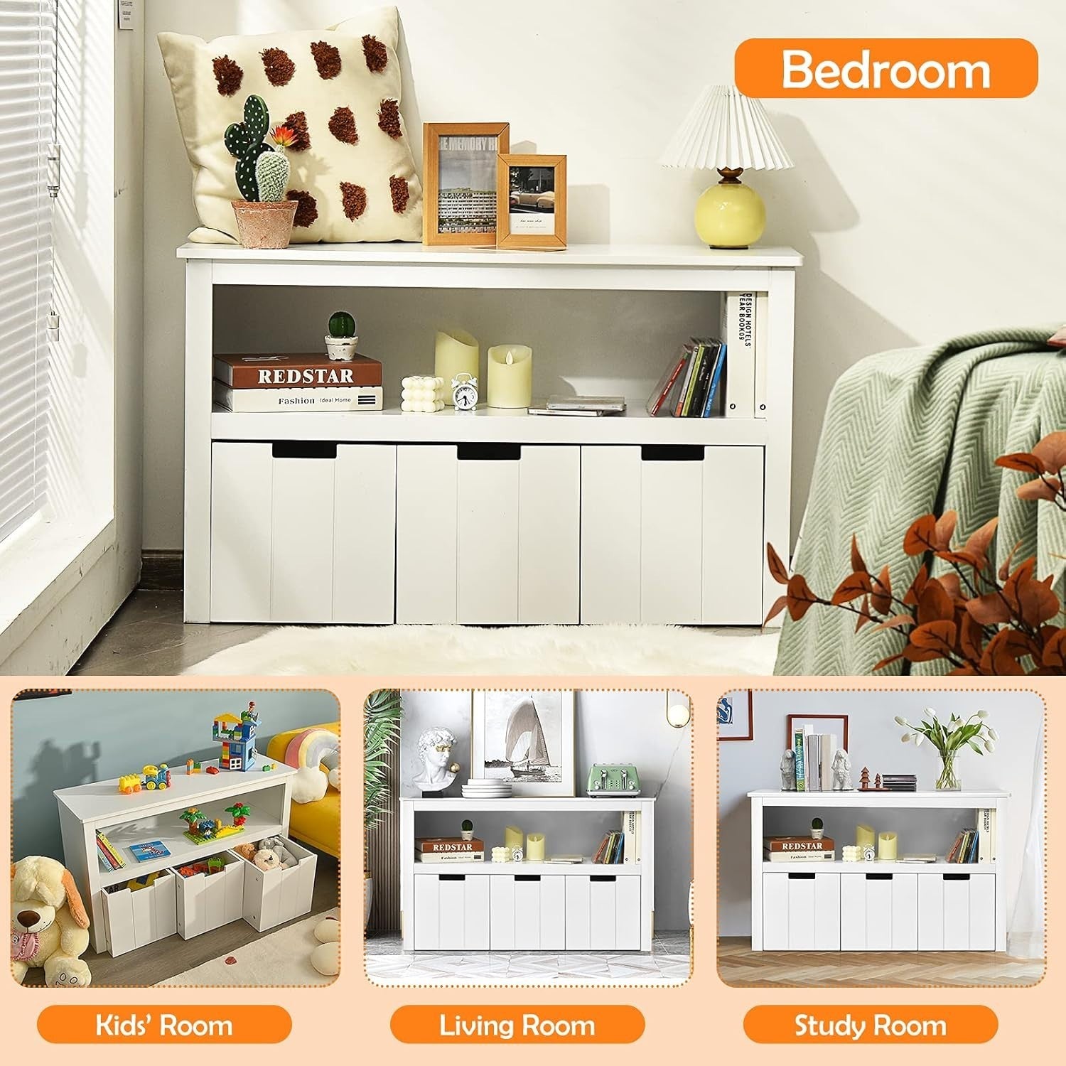 Kids Storage Cabinet with Drawers & Large Shelf – Durable Toy Organizer