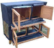 2 Tier Rabbit Hutch Outdoor With Cover Wooden Cage Trays Guinea Pig Run
