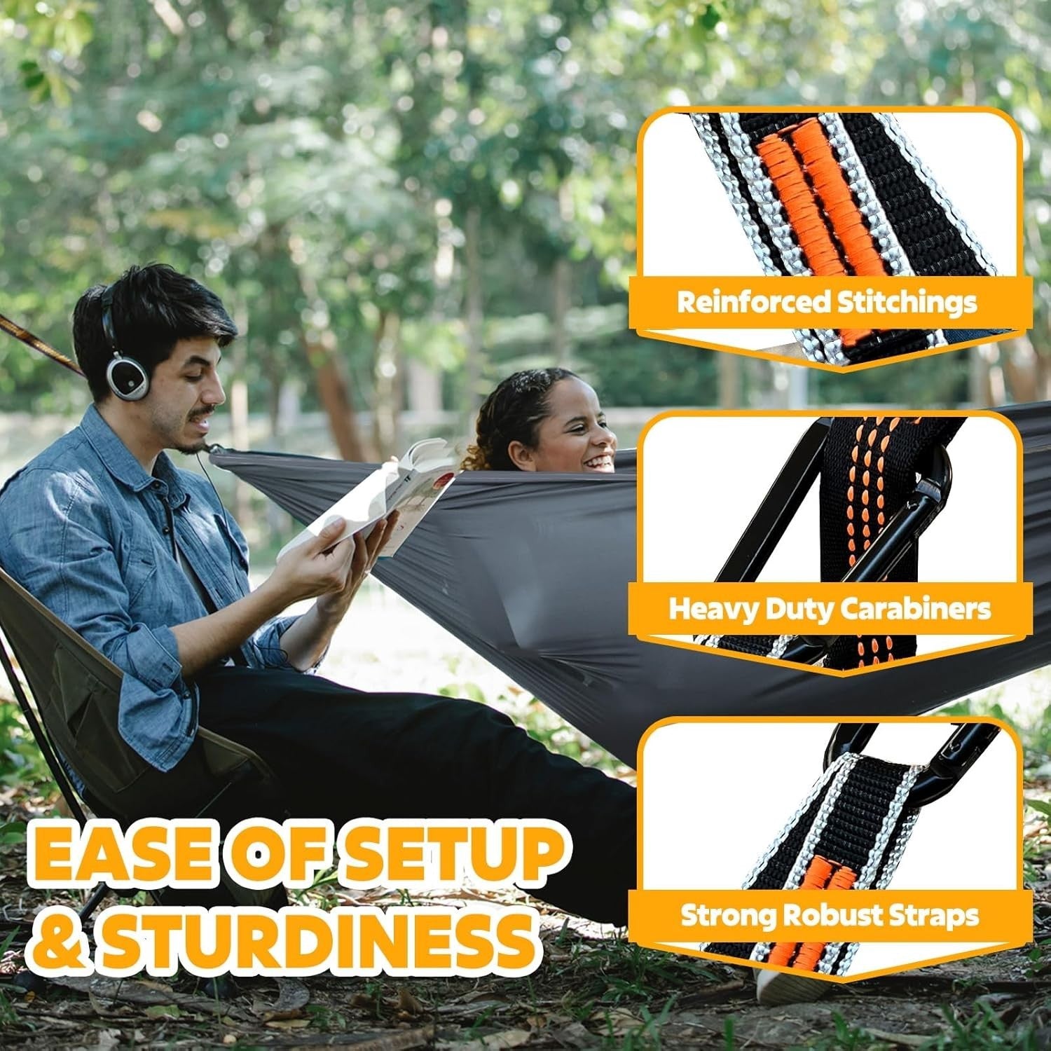 Ultra-Light Portable Camping Hammock 300kg Load Breathable Parachute Nylon