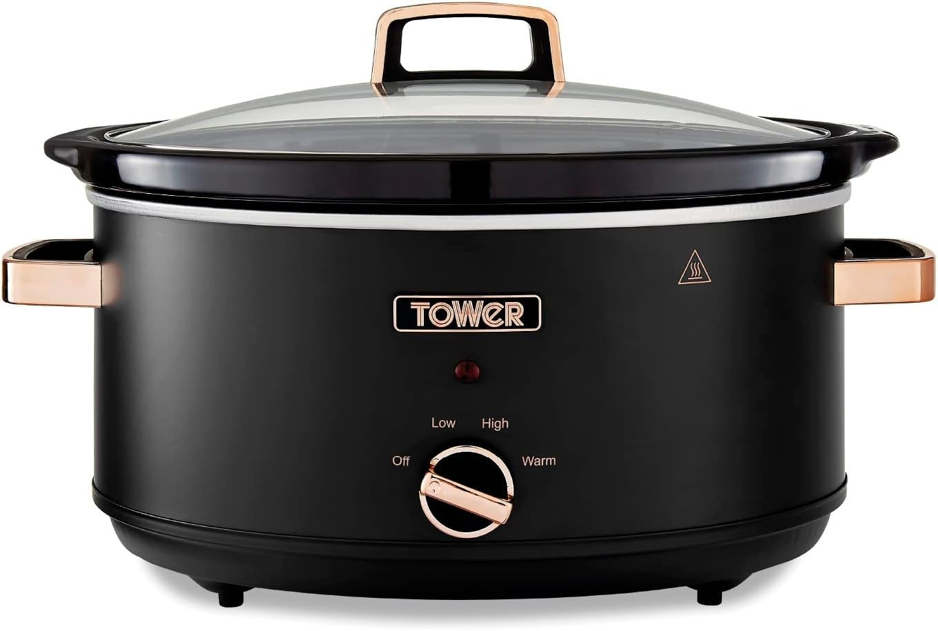 6.5L Large Electric Slow Cooker Ceramic Pot 3 Heat Settings Black Rose Gold