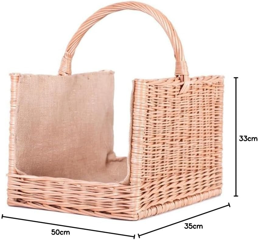 Premium Indoor Wicker Log Basket with Handle – Stylish, Durable Wood Storage