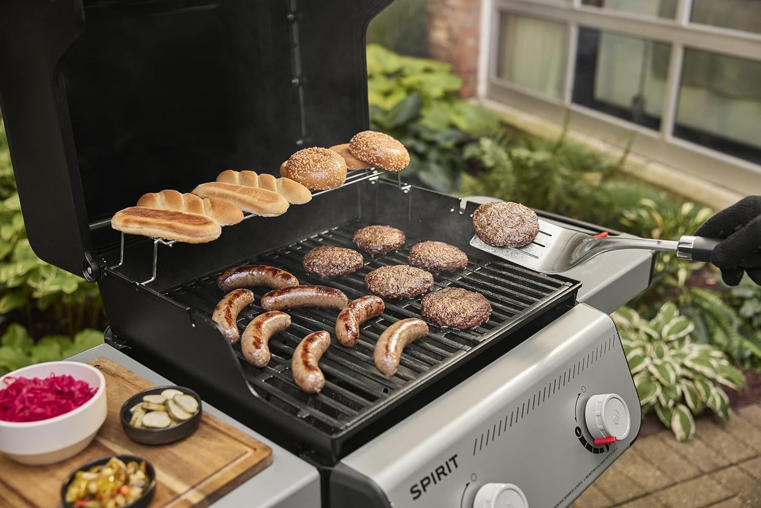 2 Burner Gas BBQ Grill with Snap-Jet Ignition, Warming Rack & Side Shelves