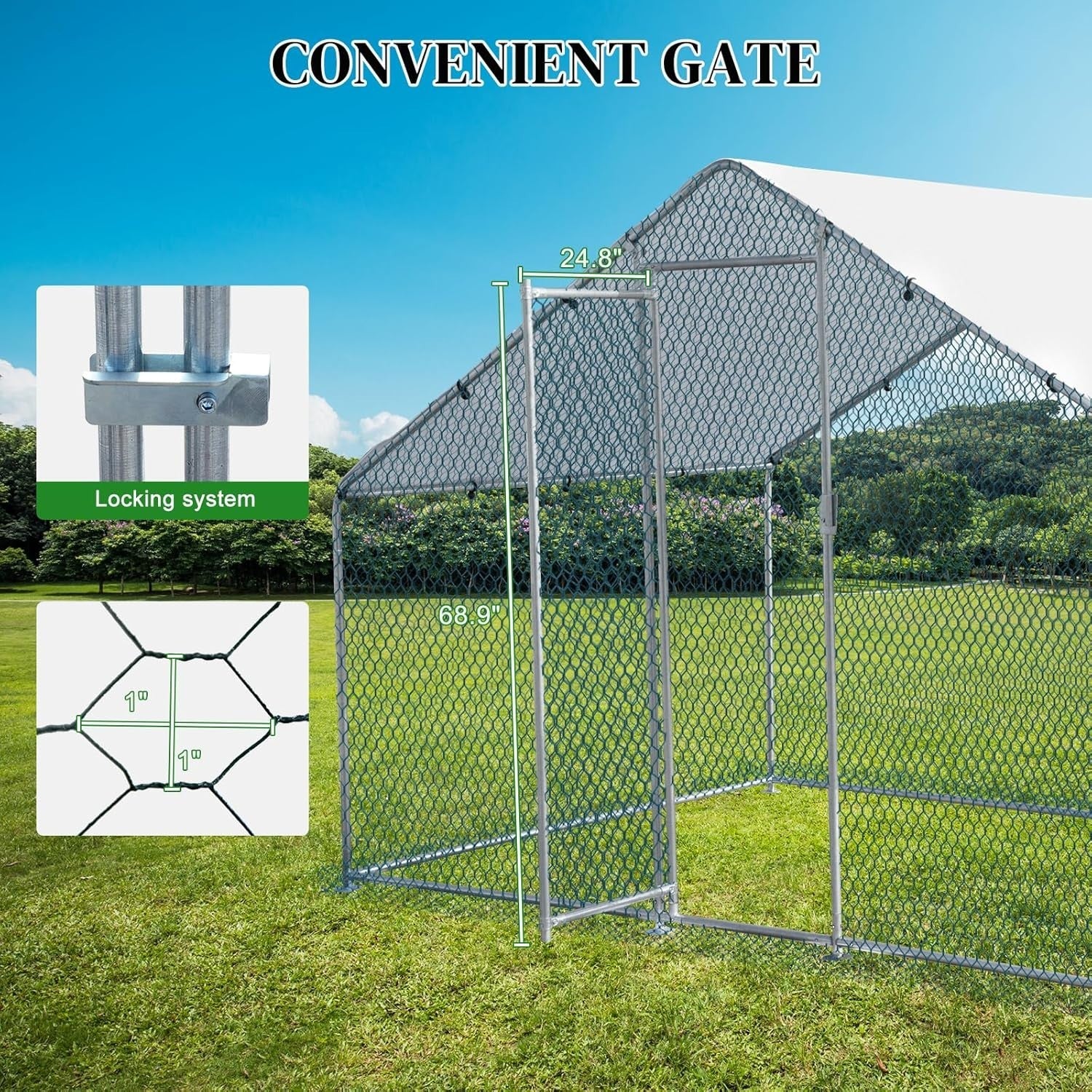 6.5x10FT Walk In Chicken Coop Run Galvanized Steel Pen