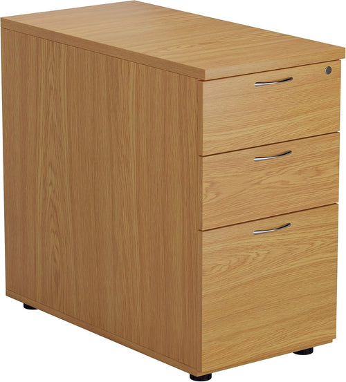 Oak 3 Drawer Lockable Filing Cabinet 40.4x80x73cm Wood