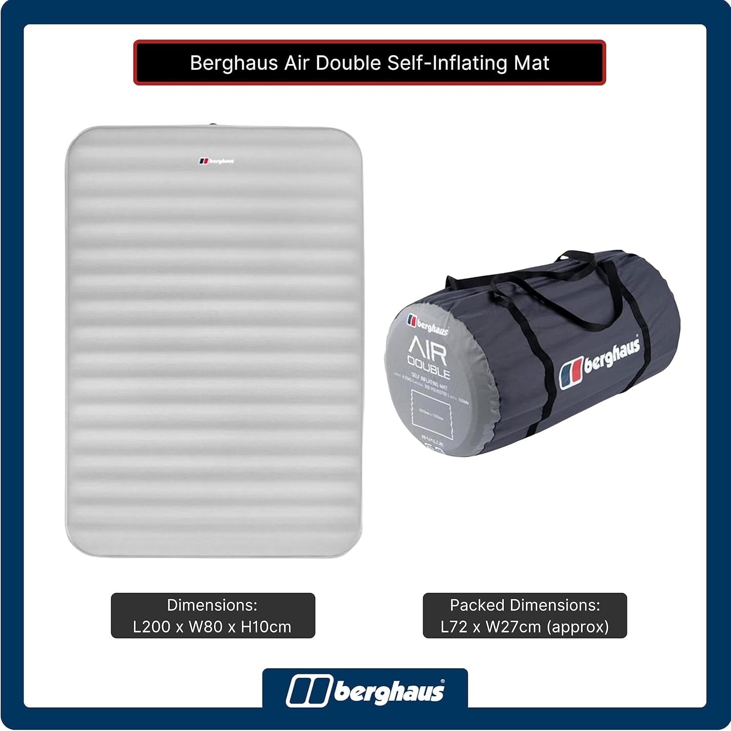 Double Self-Inflating Camping Mat – 201×132×10 cm Air Bed for 2 Adults
