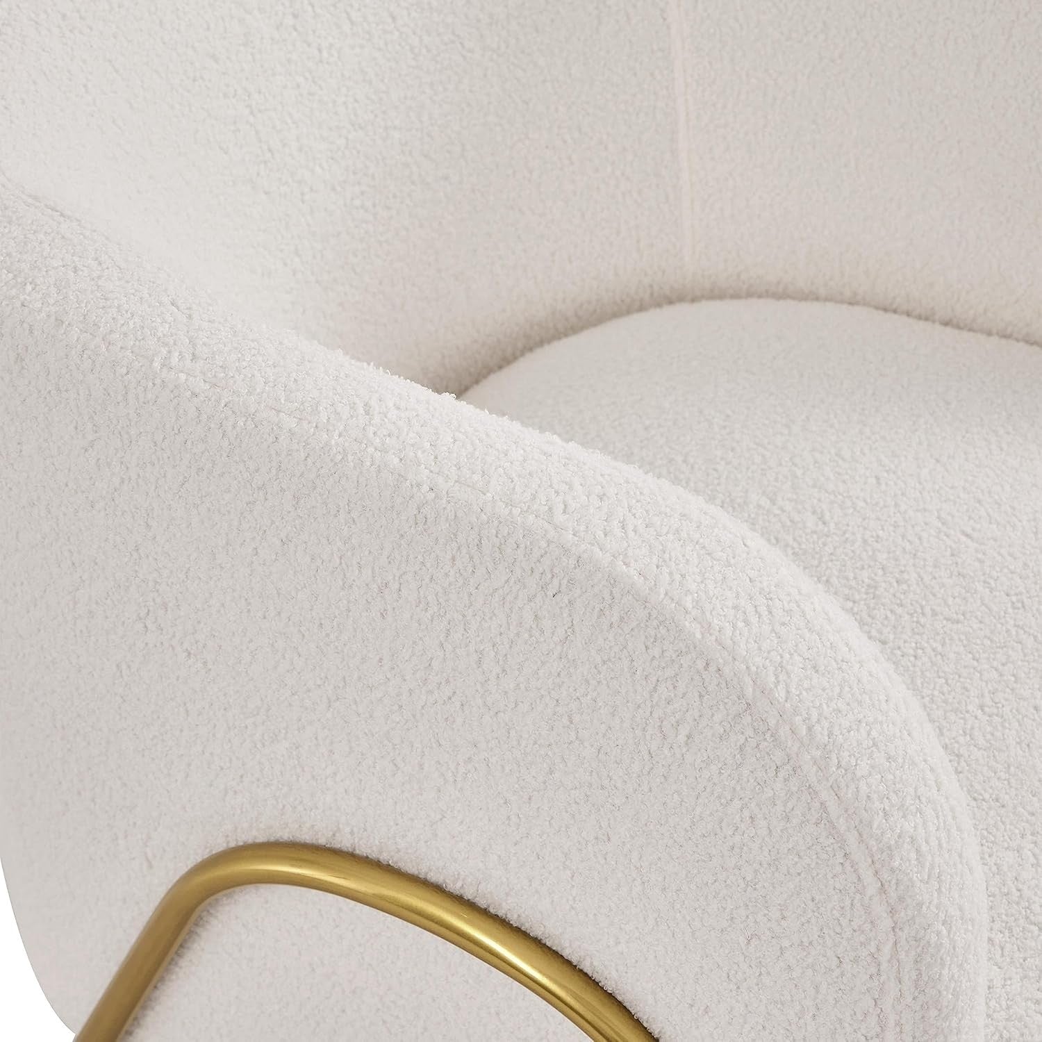 Boucle Tub Chair Ivory Accent Barrel Chair Gold Metal Legs