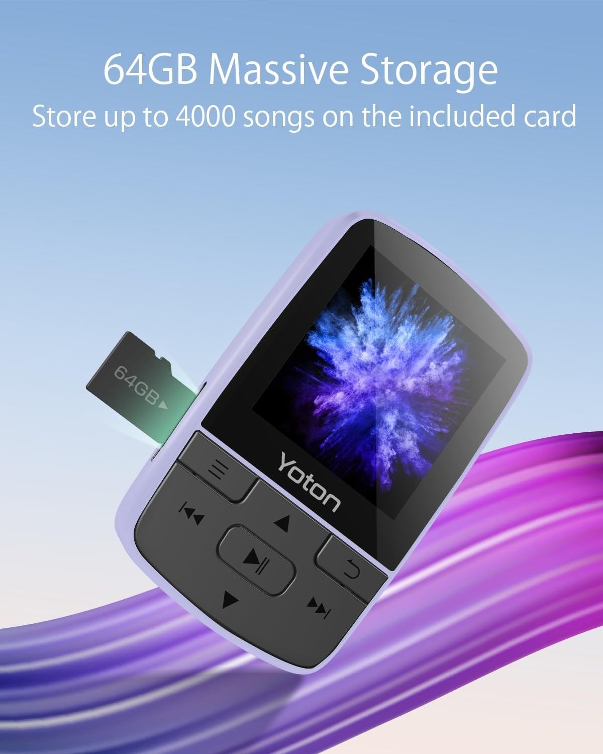 64GB Bluetooth MP3 Player HiFi FM Radio Sports Clip Mini Green
