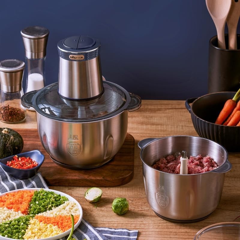 Electric Food Processor 2L 1.8L Meat Grinder Chopper 600W Dual Bowl