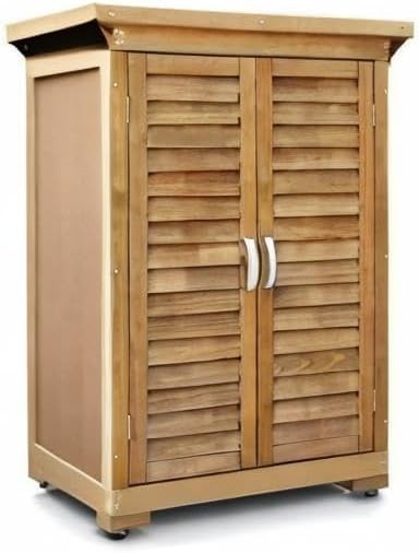 Wooden Garden Tool Shed 69x43x96cm Outdoor Storage Cabinet Natural