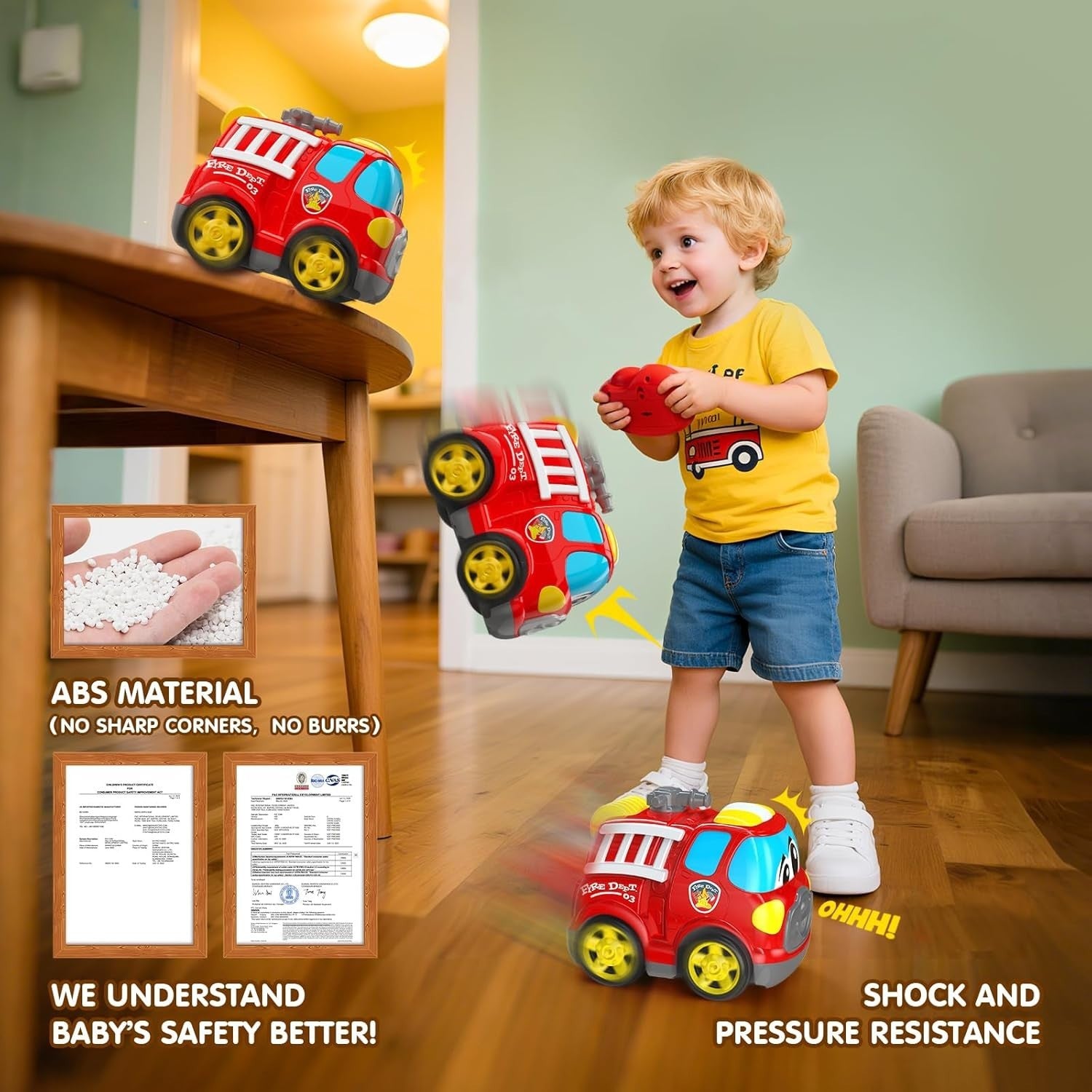 Fire Engine Remote Control Toy for 2–3 Year Old Boys – Lights & Sound 19CM RC