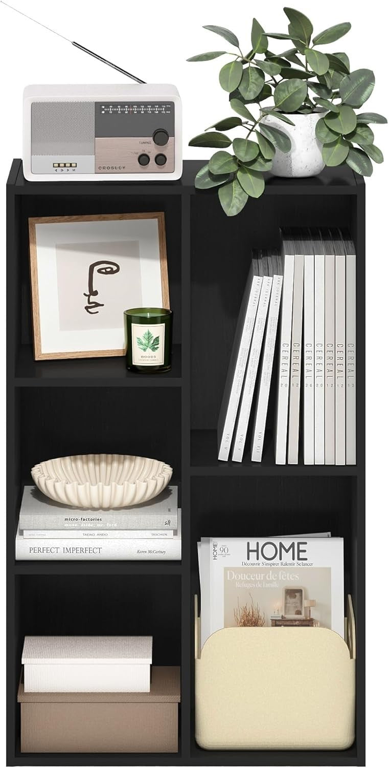 5 Cube Bookcase Storage Open Shelf Compact Organizer Bookshelf Display Black