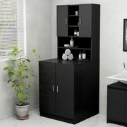 Washing Machine Storage Cabinet Laundry Bathroom Cupboard Shelves Black