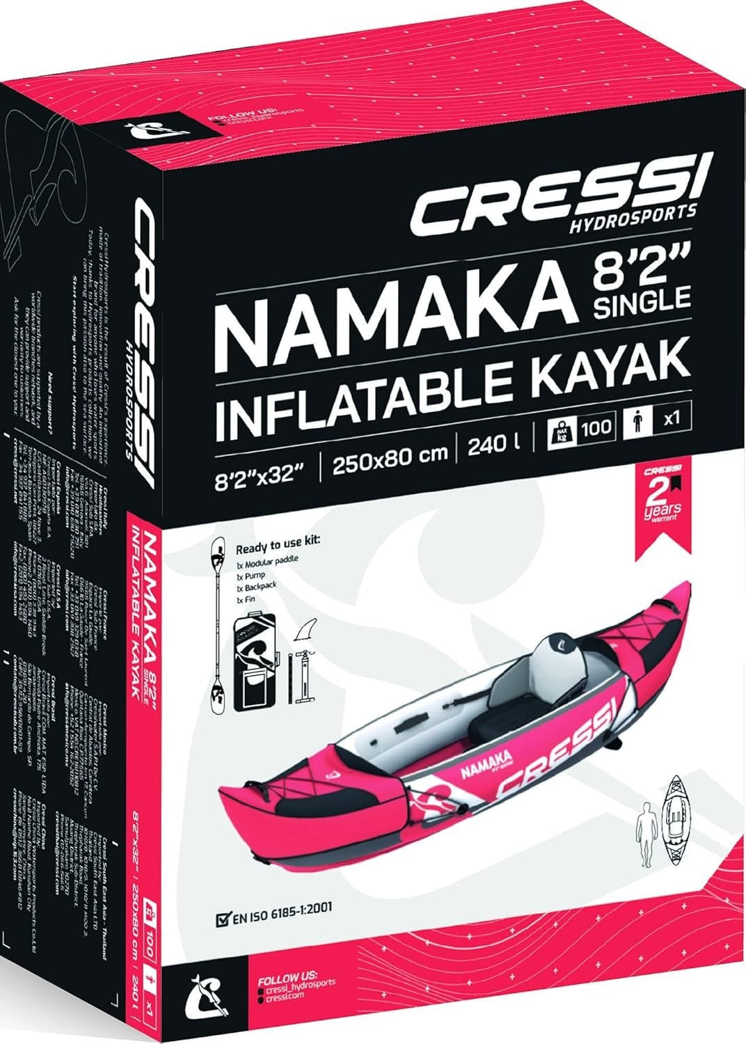 Single Seat Inflatable Kayak Set Red w/ Adjustable Seat & Gear