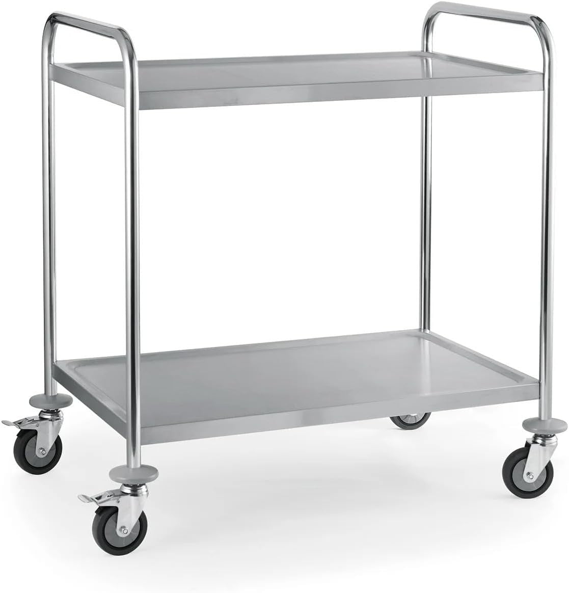 Stainless Steel 2 Tier Serving Trolley on Wheels Heavy Duty Utility Cart