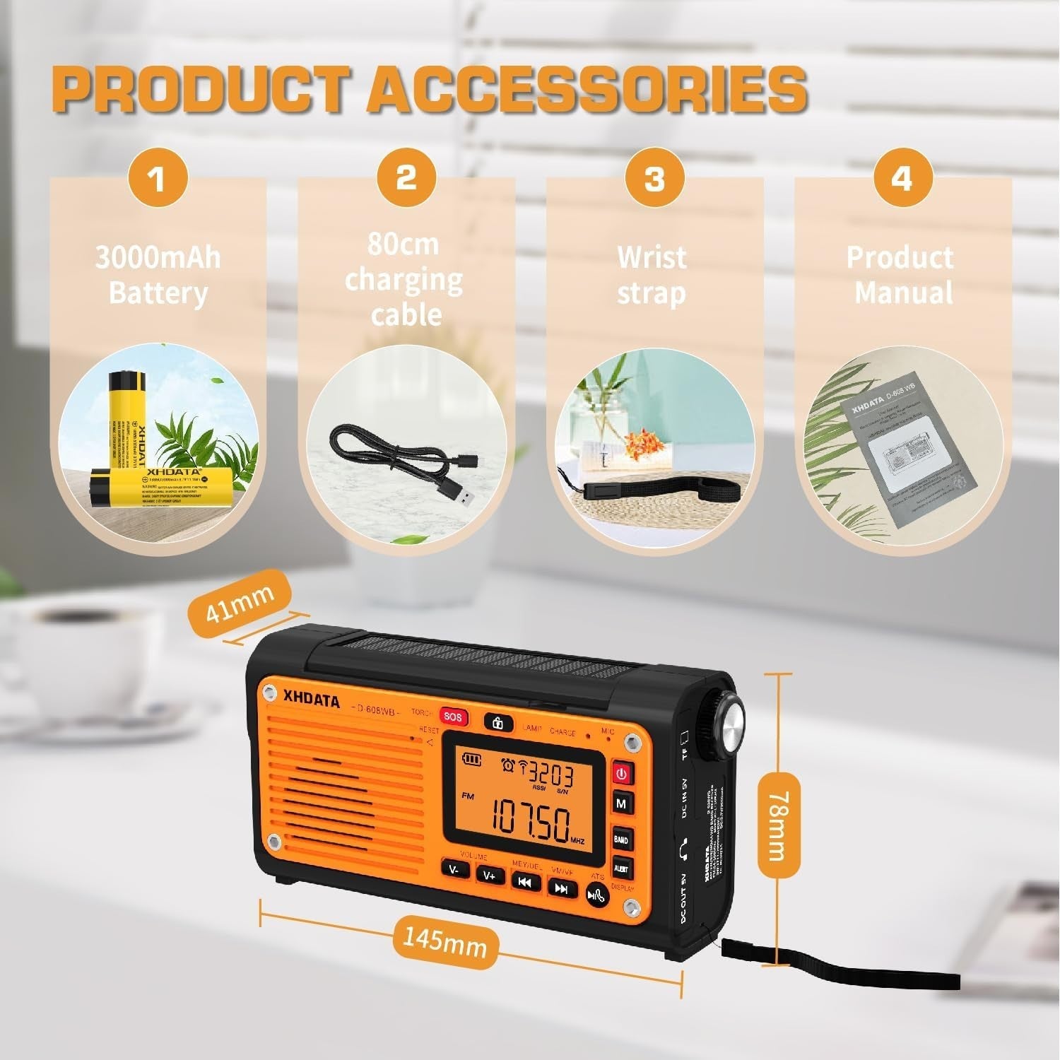 Emergency Solar Wind Up Radio FM/AM/SW Torch Bluetooth USB MP3