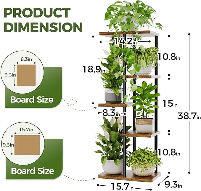 5 Tier Metal Plant Stand Indoor Outdoor Corner Flower Shelf Display Rack
