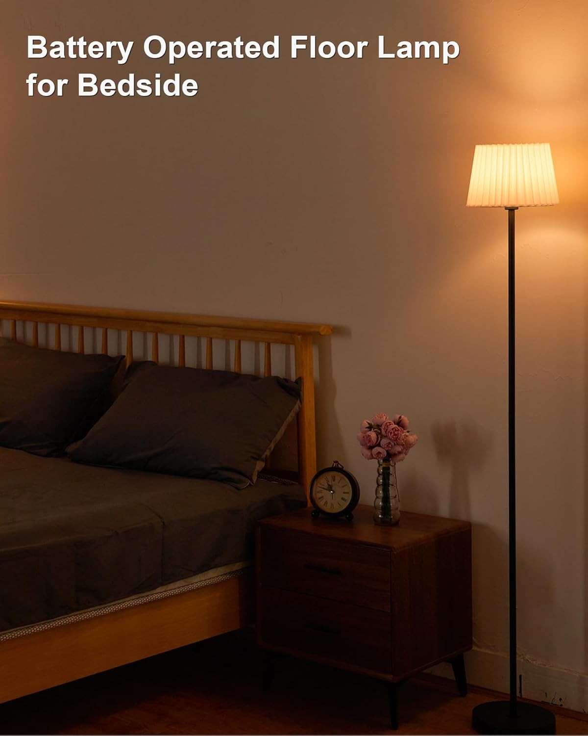 Cordless Floor Lamp Rechargeable Battery Remote Dimmable Portable 57in Light