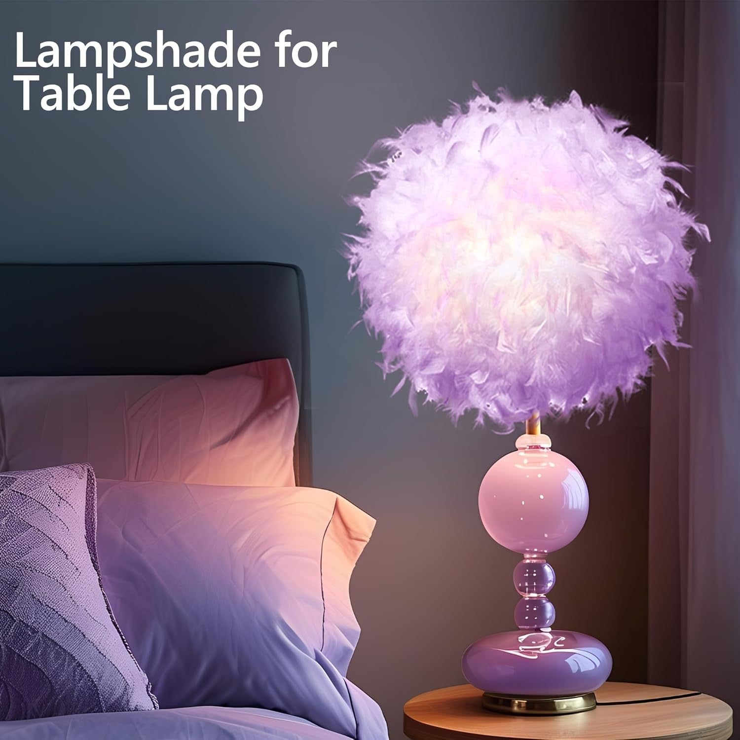Purple Feather Lampshade 50cm Ceiling Pendant Floor Table Light Shade