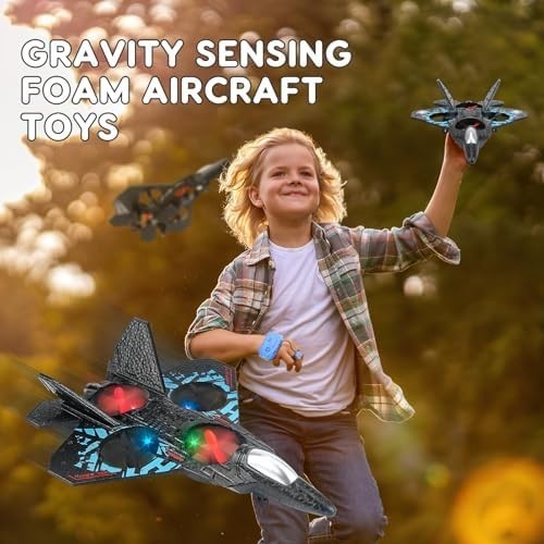 RC Fighter Jet 2025 Dual Control Airplane Toy with Watch & 360° Stunt Roll