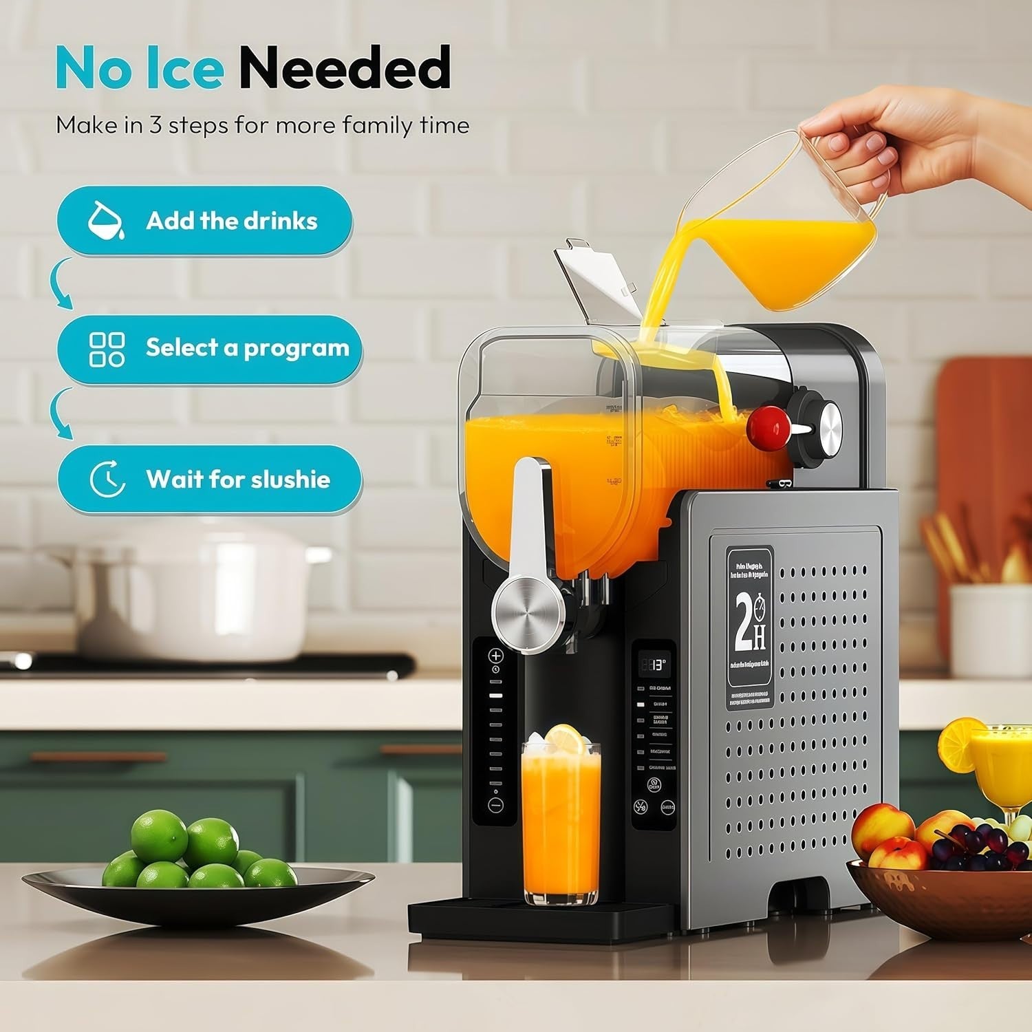 Electric Slush Ice Cream Machine 70oz Digital Presets Fast Frozen Drinks