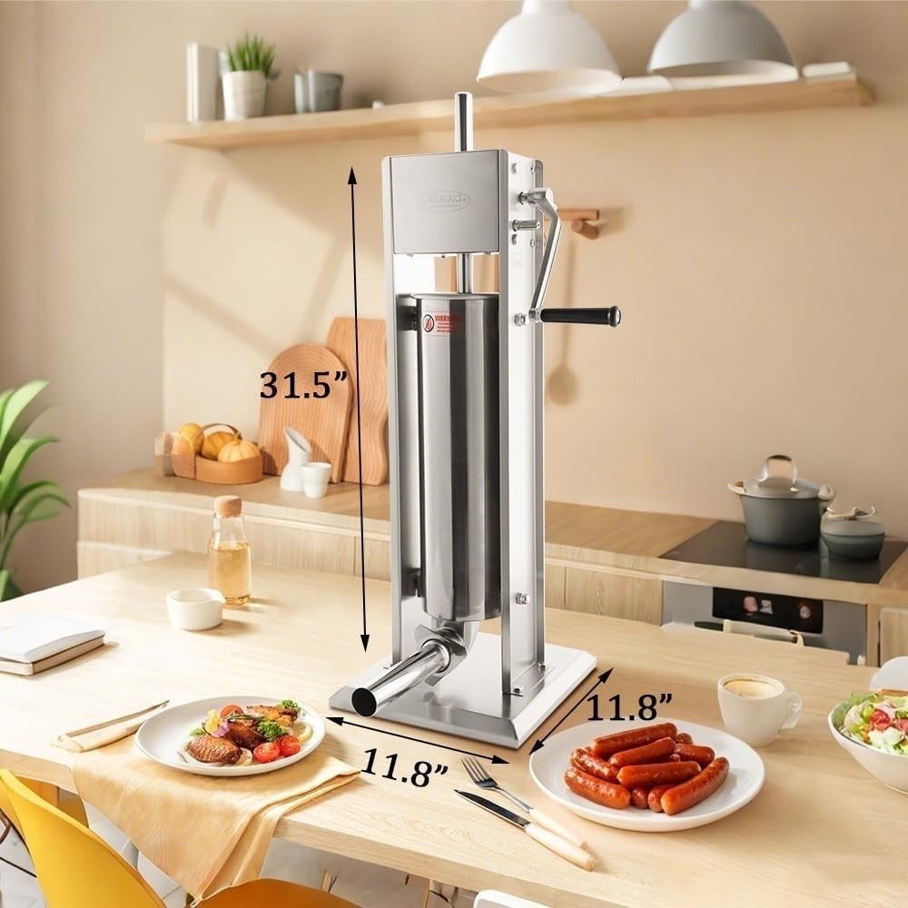 7L Manual Sausage Stuffer Stainless Steel Maker 4 Filling Nozzles