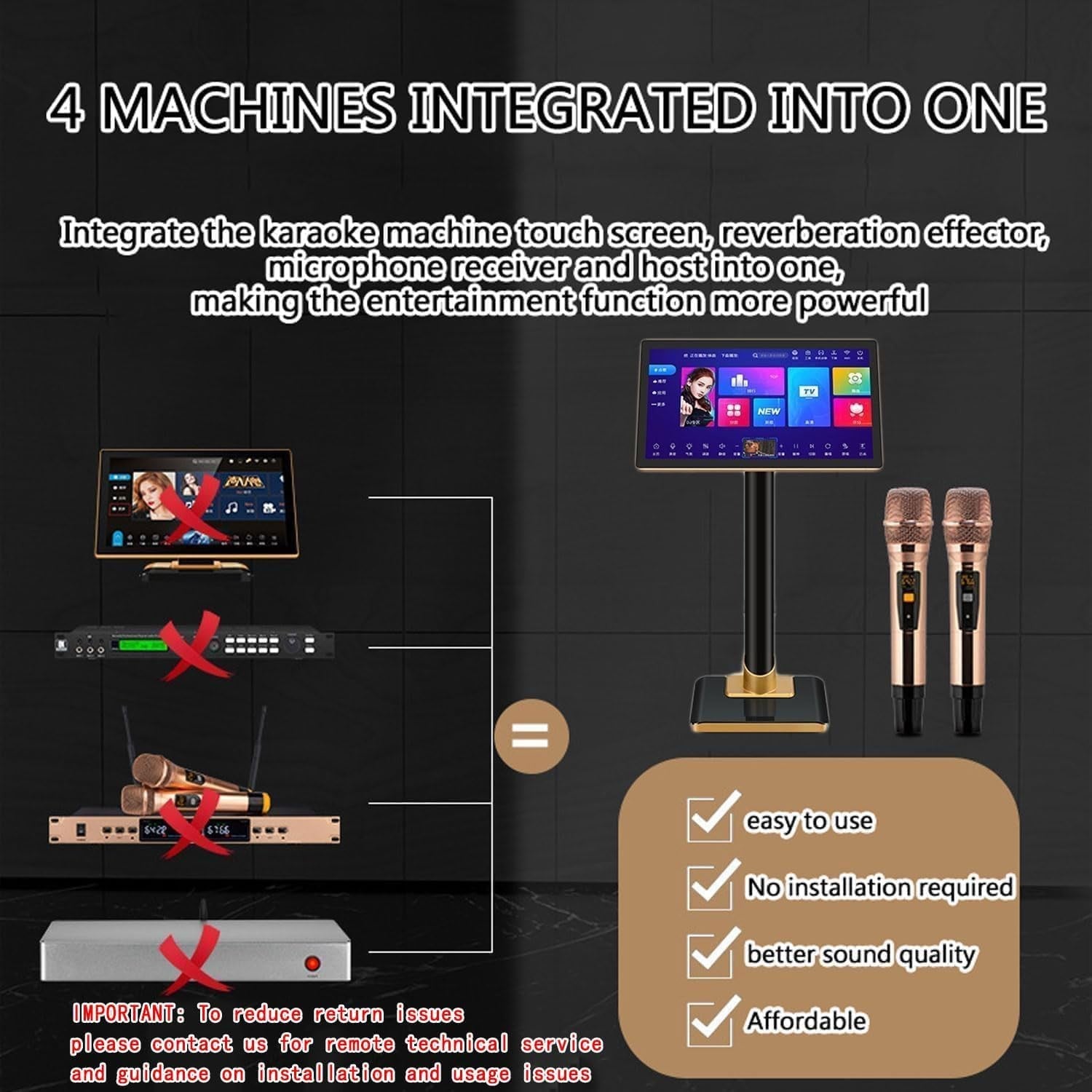 Professional Karaoke Machine 21.5" Touch Screen, 8T System, Wireless Mic