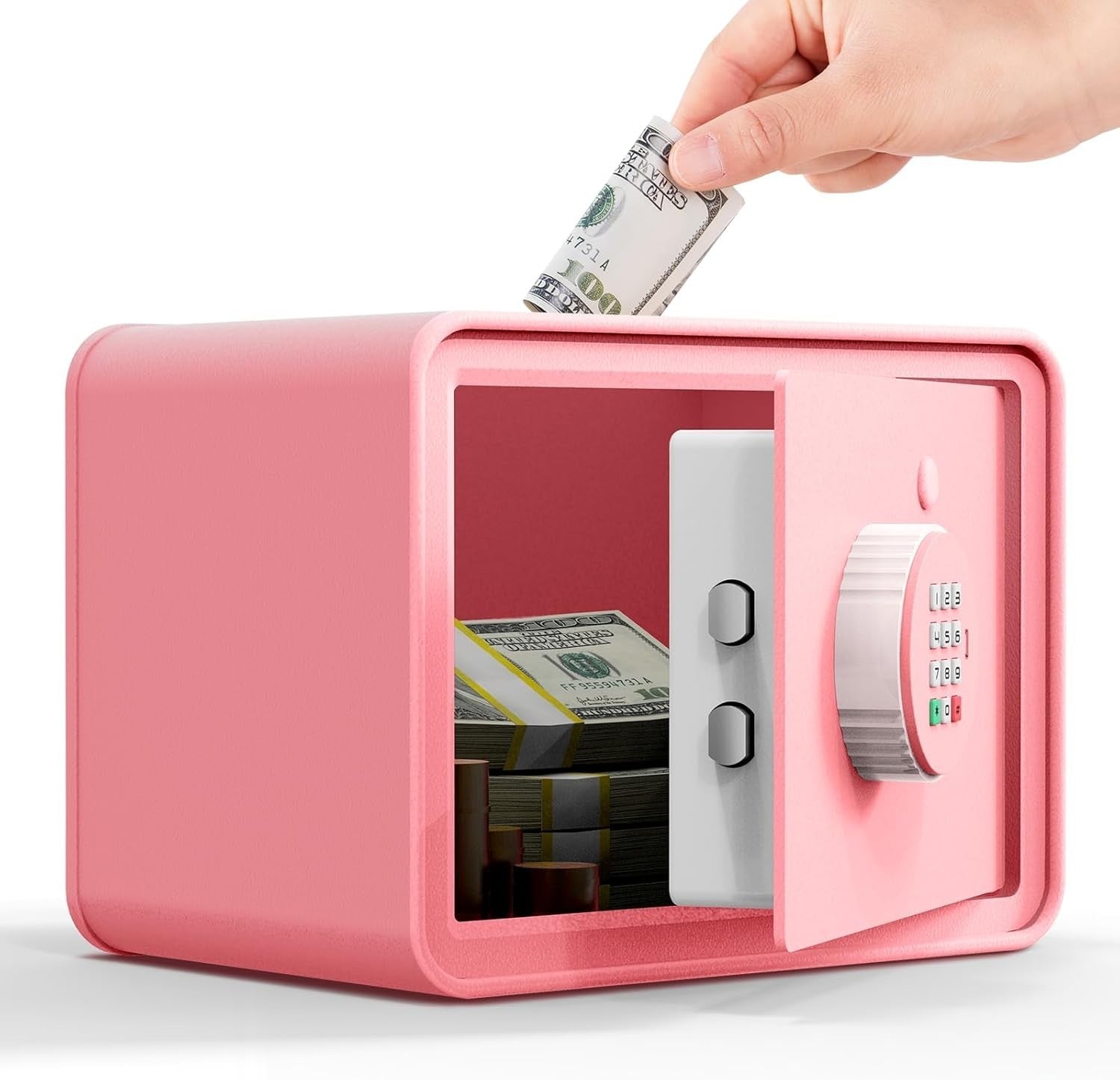 Kids Mini Safe Box Electronic Money Bank Keypad Lock Piggy Bank Pink