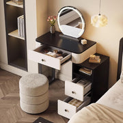 Makeup Vanity Desk with Mirror Lights Drawers Fluffy Stool Solid Wood Dresser