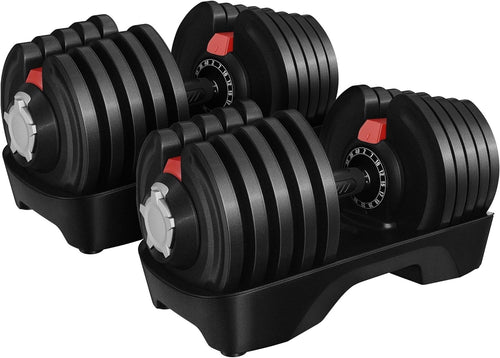 Dial Adjustable Dumbbells Pair 2–40kg Safety Lock Space Saving Home Gym