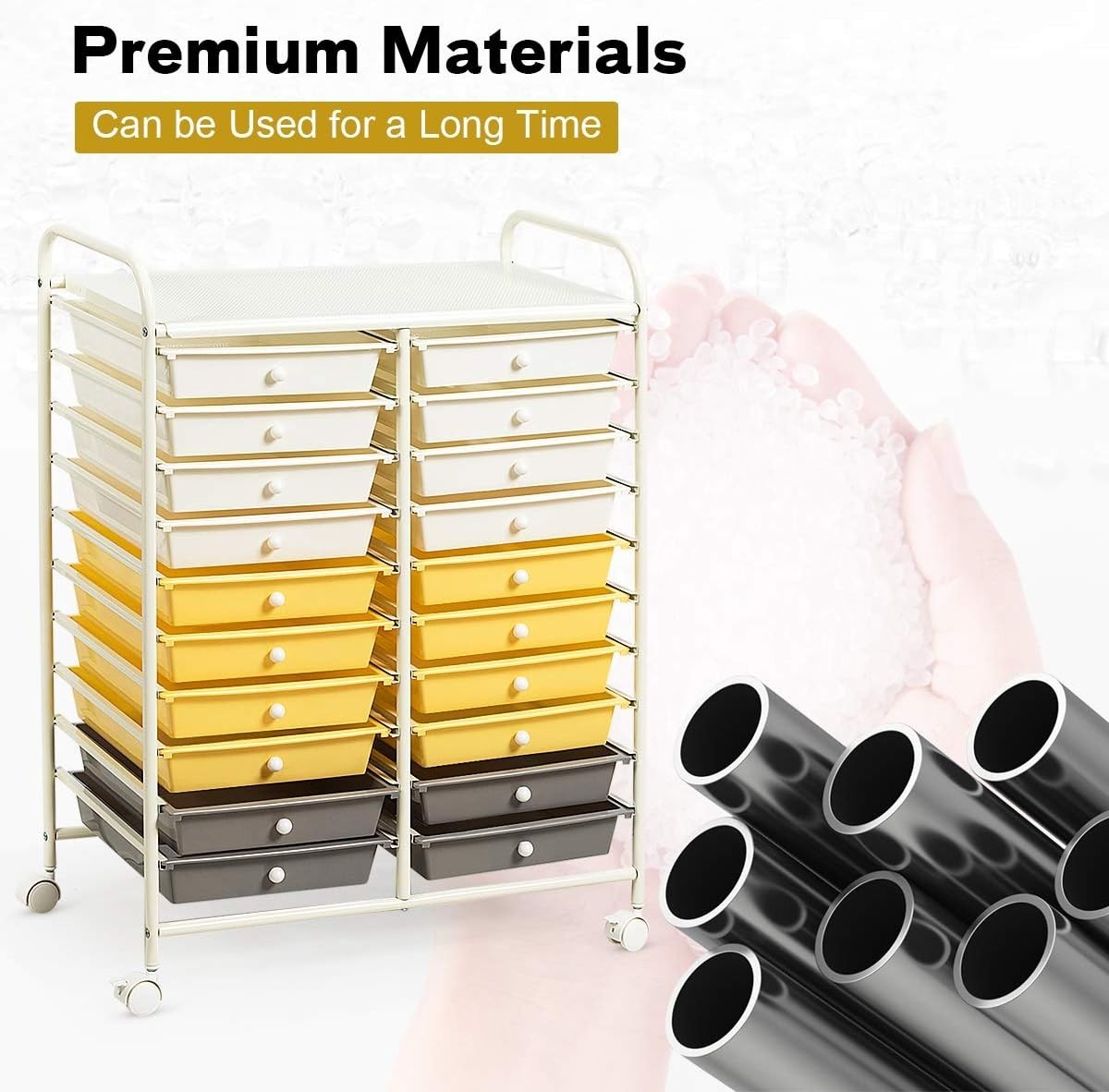 Yellow 20 Drawer Rolling Storage Trolley Utility Organizer Cart Mobile
