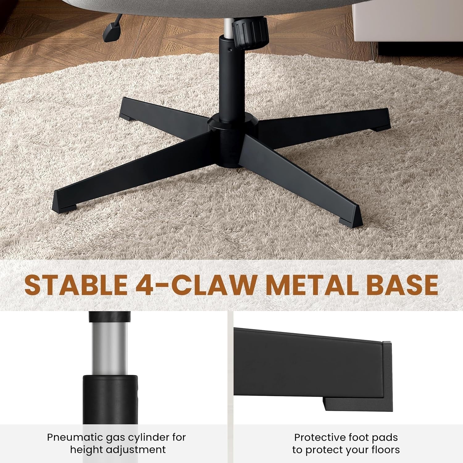 Adjustable Armless Office Chair Swivel Seat Ergonomic Home Desk Back Support