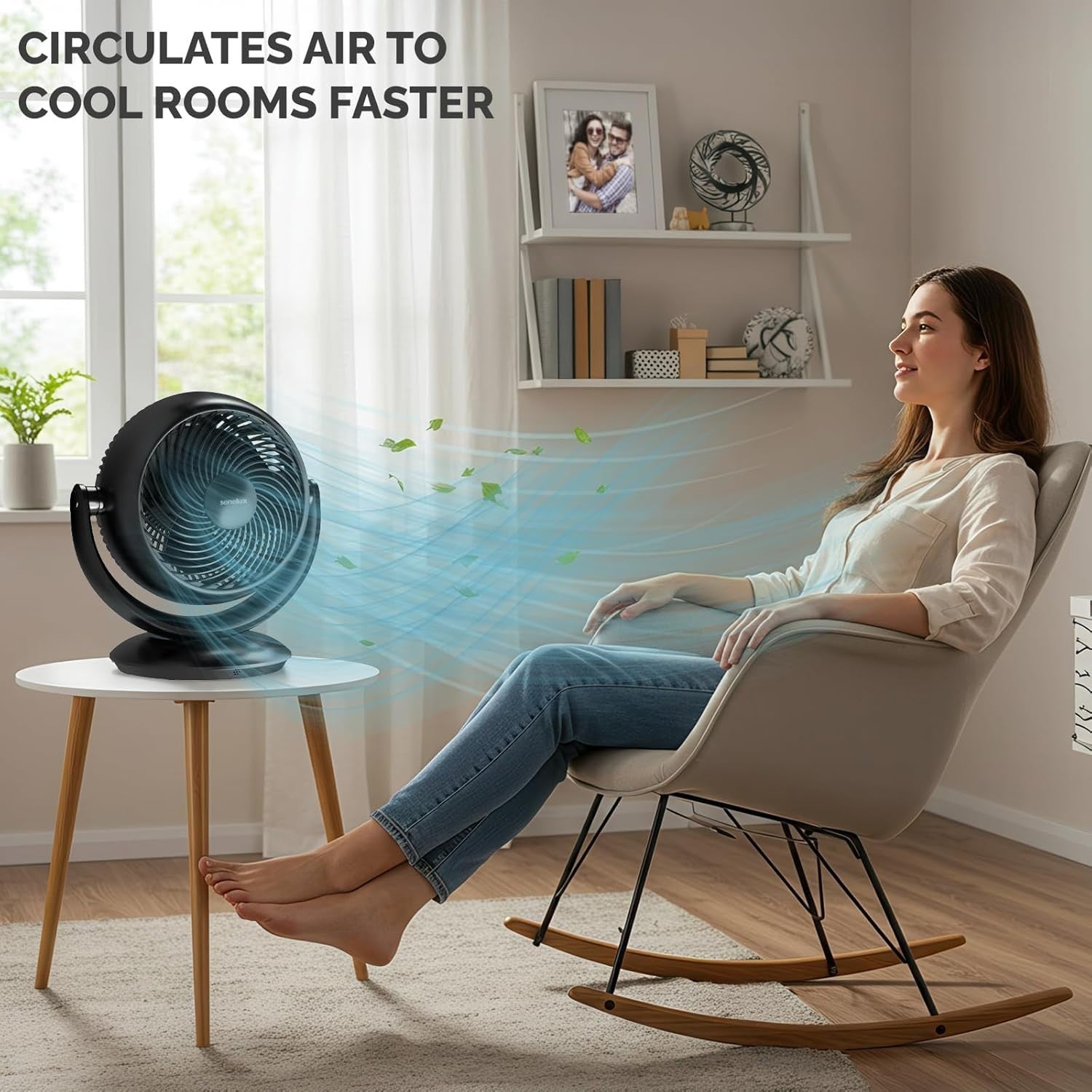 8-Inch Black Air Circulator Fan – 3-Speed Remote Controlled Silent Desk Fan