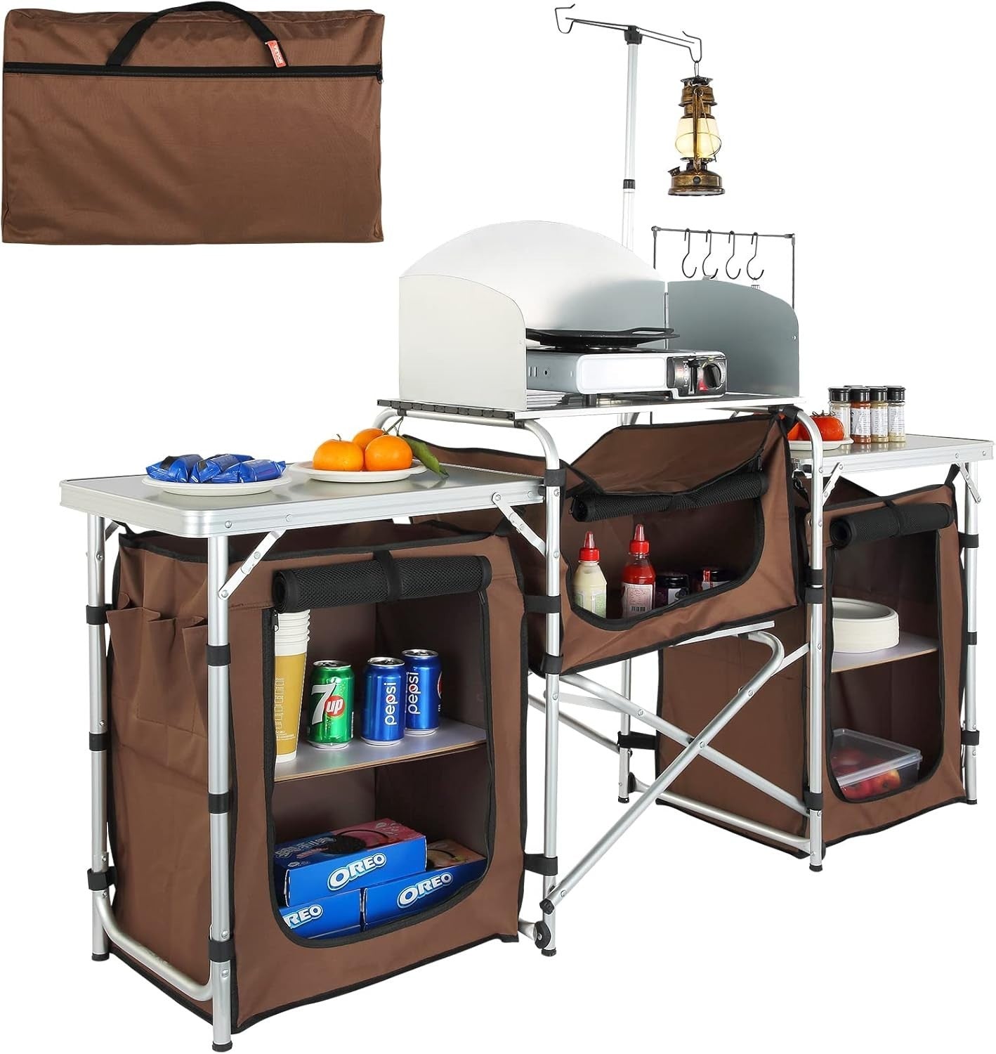 Folding Camping Kitchen Table Outdoor BBQ Cook Station Storage Bag