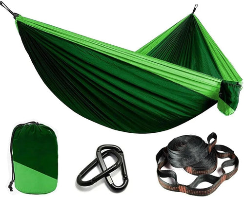 Outdoor Camping Hammock Ultra-Light 210T Nylon Swing with Straps Dark Green