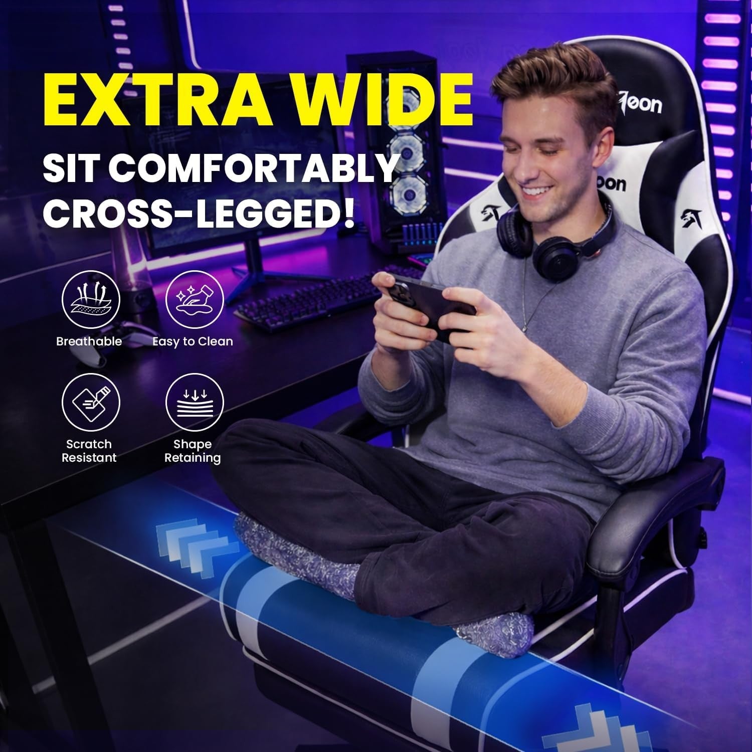 Ergonomic Gaming Chair Black Reclining Office Chair with Footrest & Lumbar Suppo