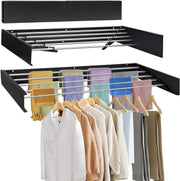 Wall Mounted Clothes Airer 100cm Foldaway Drying Rack Retractable Black