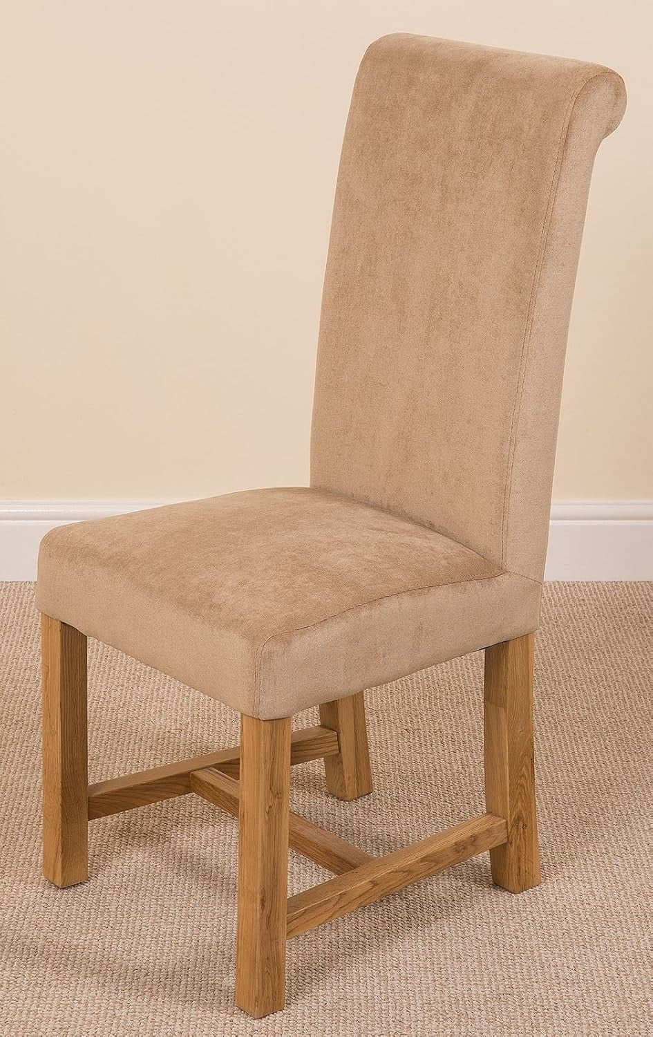 Oak Dining Table & 4 Beige Chairs Set | Small Space Kitchen Dining Room