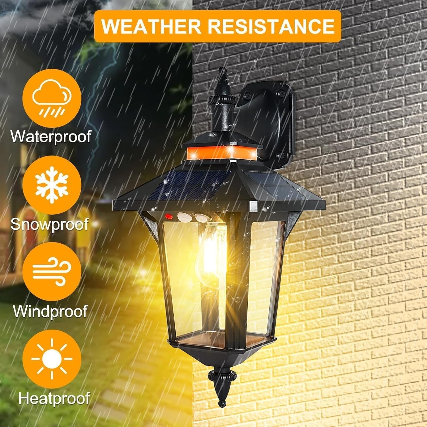 Vintage Solar Wall Lights 2 Pack Motion Sensor Outdoor IP65