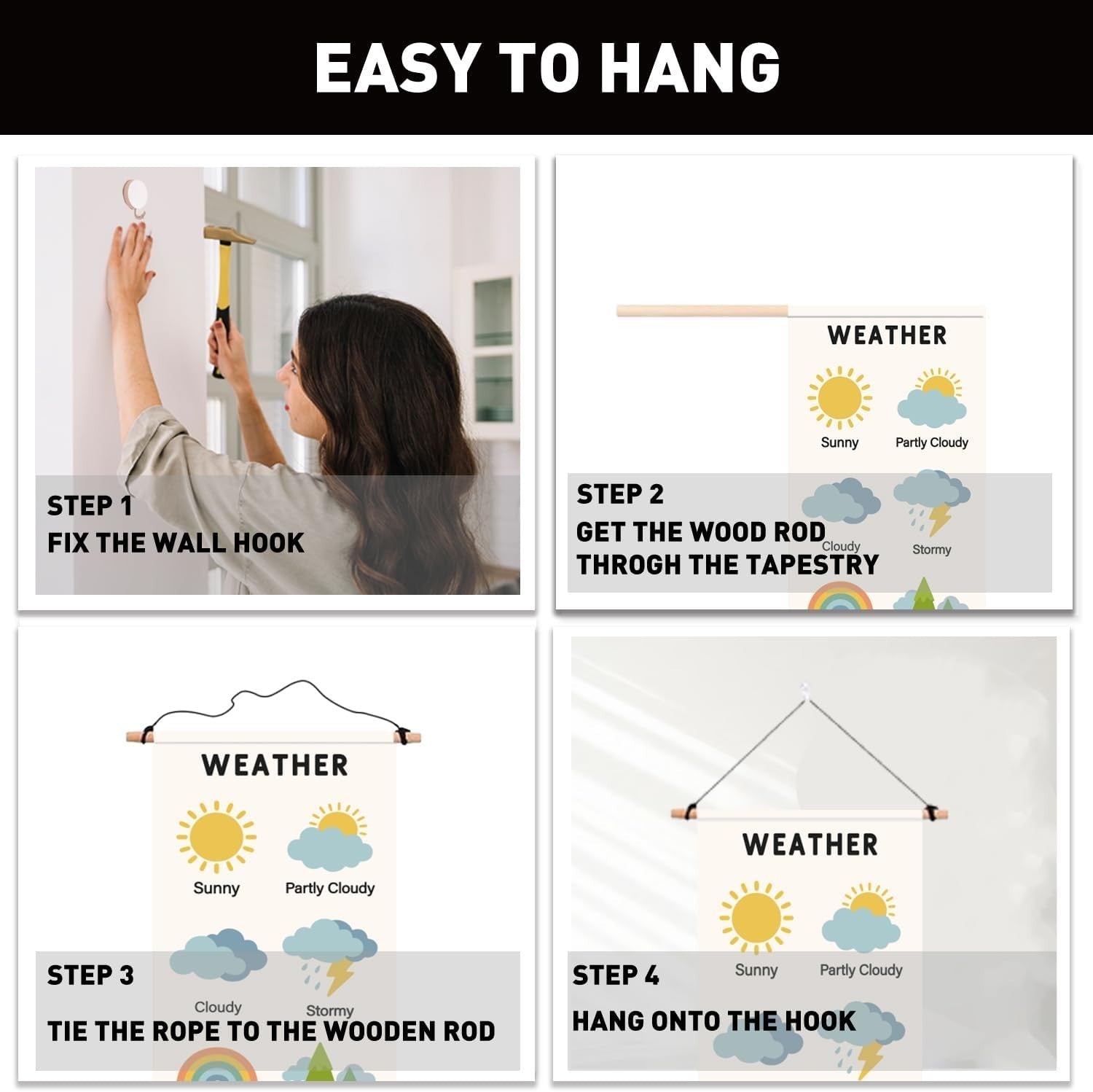 2-Pack Boho Solar System Tapestry 52"x13" Vertical Wall Decor
