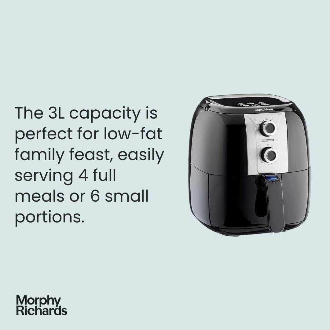 3L Manual Air Fryer Rapid Air Tech Healthy Cooking Roast Bake Grill Timer 1400W