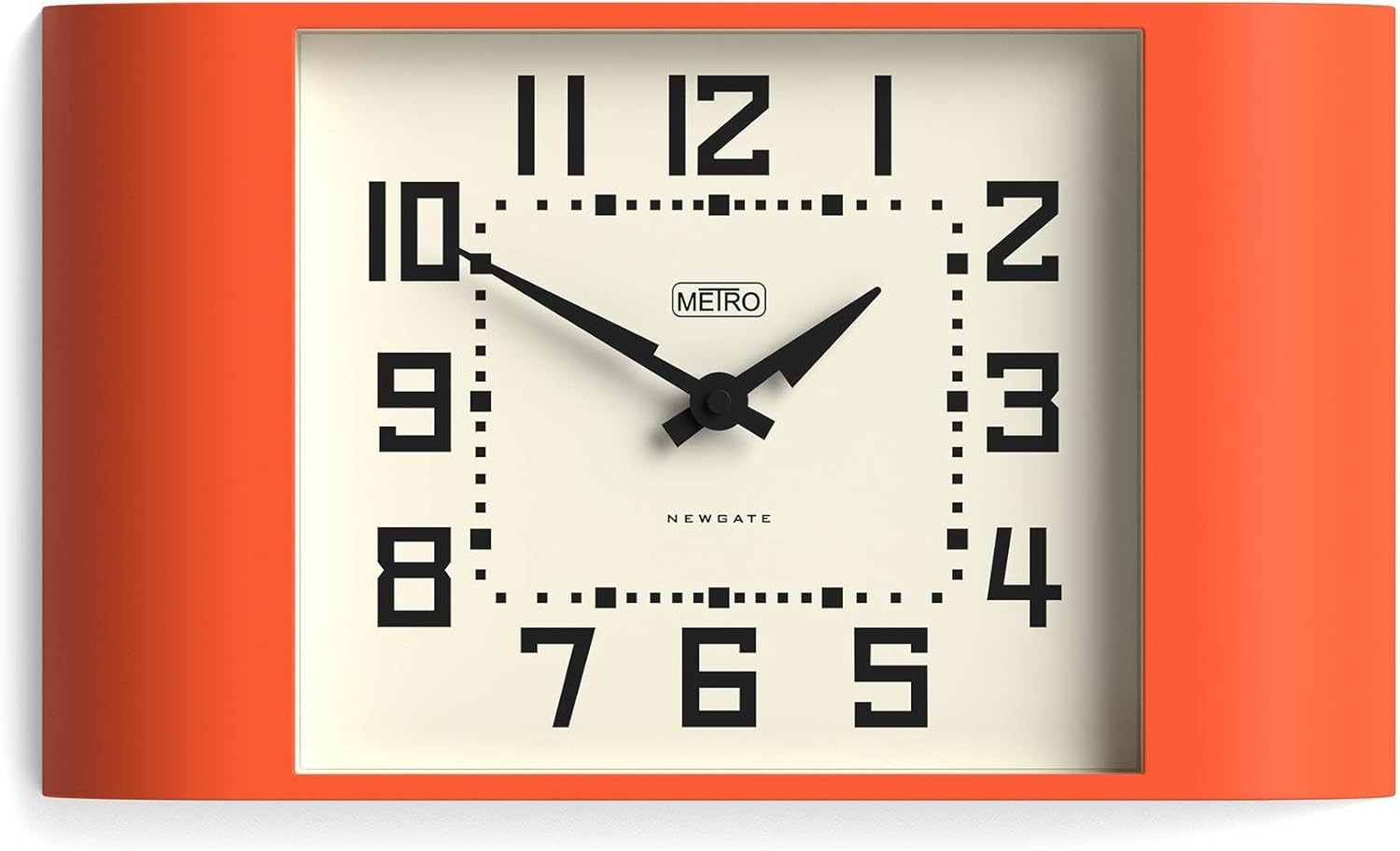 Retro Orange Wall Clock 42cm Mid-Century Modern Kitchen Living Room Decor